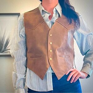 Katch Me West Brown Vintage Genuine Leather Vest